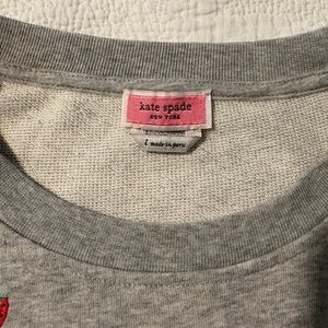 Kate Spade Gray Crew Neck Short Sleeve top - embroidered strawberries